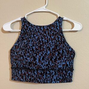 Lululemon Energy High-Neck Longline Sports Bra - Leopard Camo Blue Nile Multi